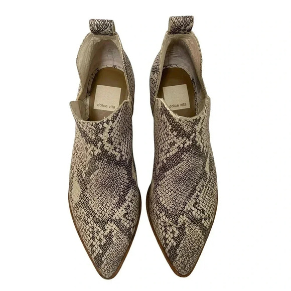 Dolce Vita Sonni Ankle Boots Snake Print Booties Block Heel Slip On Size 6.5 - Picture 3 of 10